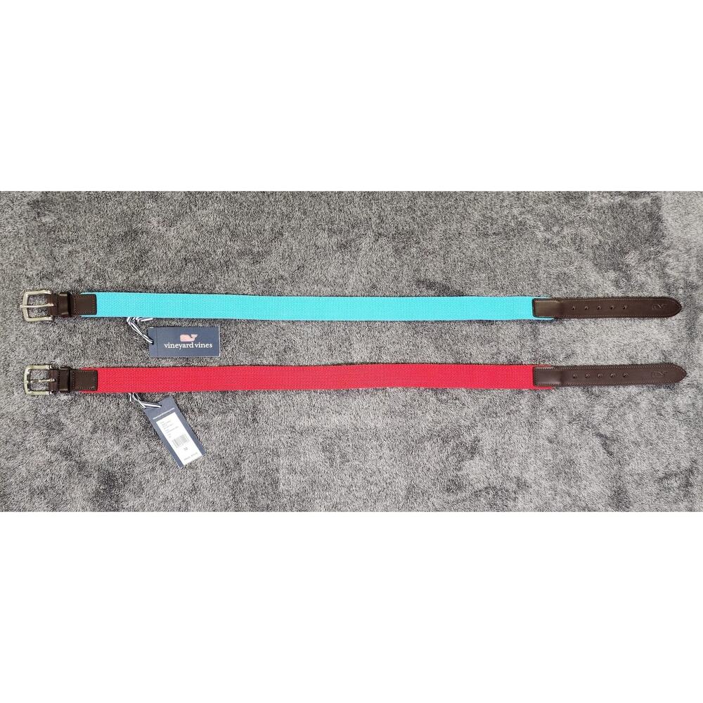 Vineyard Vines Belt Mens 32 *both Belts Included* Braided, Leather Trim